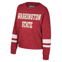 Women's Colosseum Crimson Washington State Cougars Lost City Speckle Pullover Sweatshirt