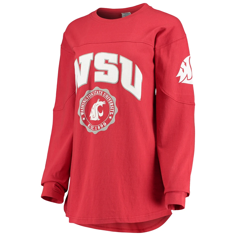 Women's Pressbox Crimson Washington State Cougars Edith Long Sleeve T-Shirt