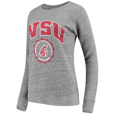 Women's Pressbox Heathered Gray Washington State Cougars Edith Vintage Knobi Pullover Sweatshirt