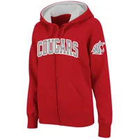 Sweat à capuche entièrement zippé Stadium Athletic Crimson Washington State Cougars pour femme