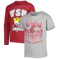 Youth Crimson/Heather Gray Washington State Cougars Game Day T-Shirt Combo Pack