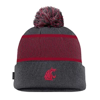 Bonnet en tricot à revers avec pompon Nike Anthracite Washington State Cougars 2024 Sideline Peak pour jeune