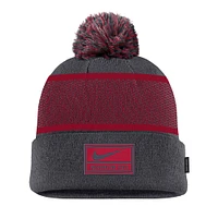 Bonnet en tricot à revers avec pompon Nike Anthracite Washington State Cougars 2024 Sideline Peak pour jeune