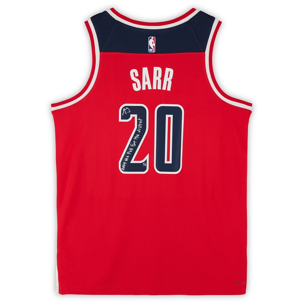 Alexandre Sarr Washington Wizards Autographed Nike Red Icon Edition Swingman Jersey With "2024 #2 Pick" and "For The District" Inscriptions