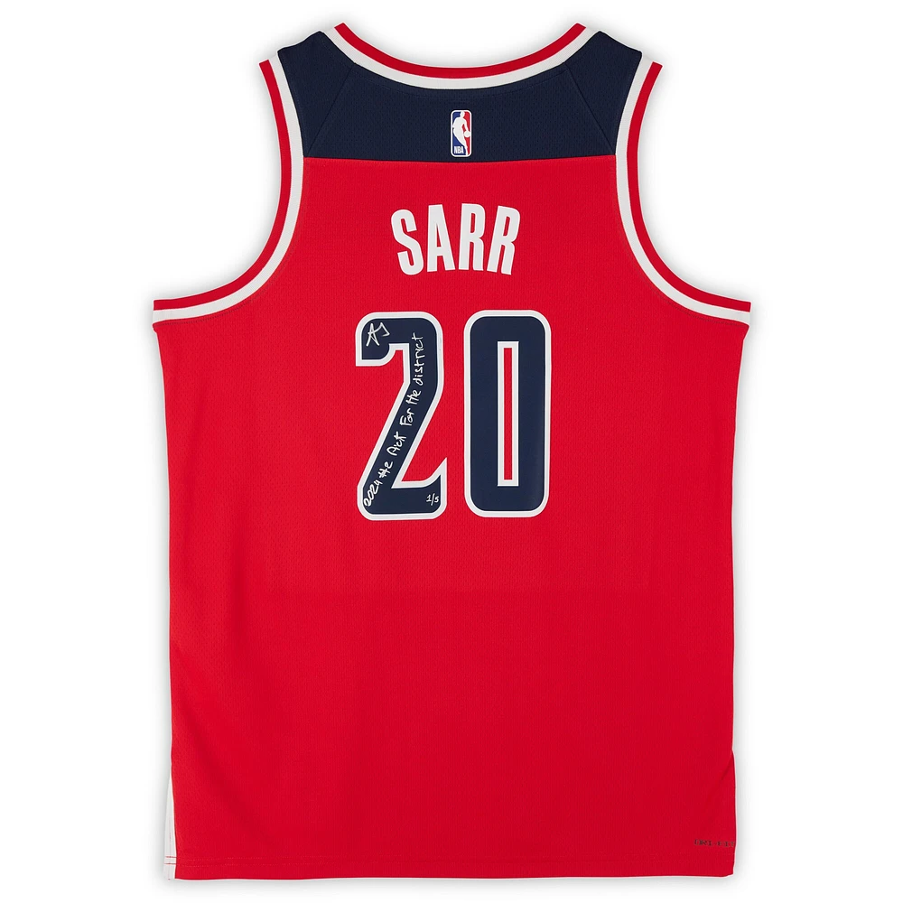 Alexandre Sarr Washington Wizards Autographed Nike Red Icon Edition Swingman Jersey With "2024 #2 Pick" and "For The District"  Inscriptions - Limited Editon #1/5