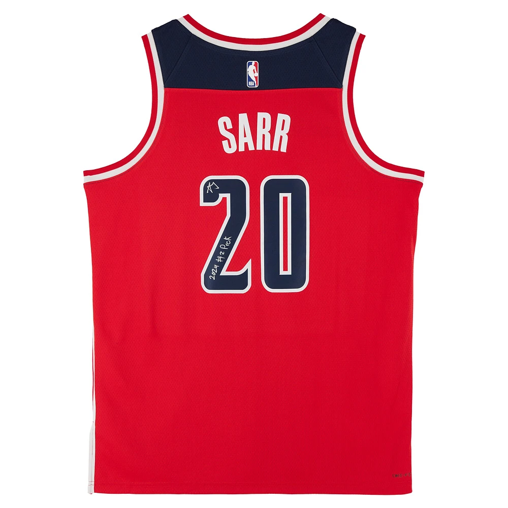 Maillot Swingman Nike Red Icon Edition autographié par Alexandre Sarr des Washington Wizards avec l'inscription « 2024 #2 Pick »
