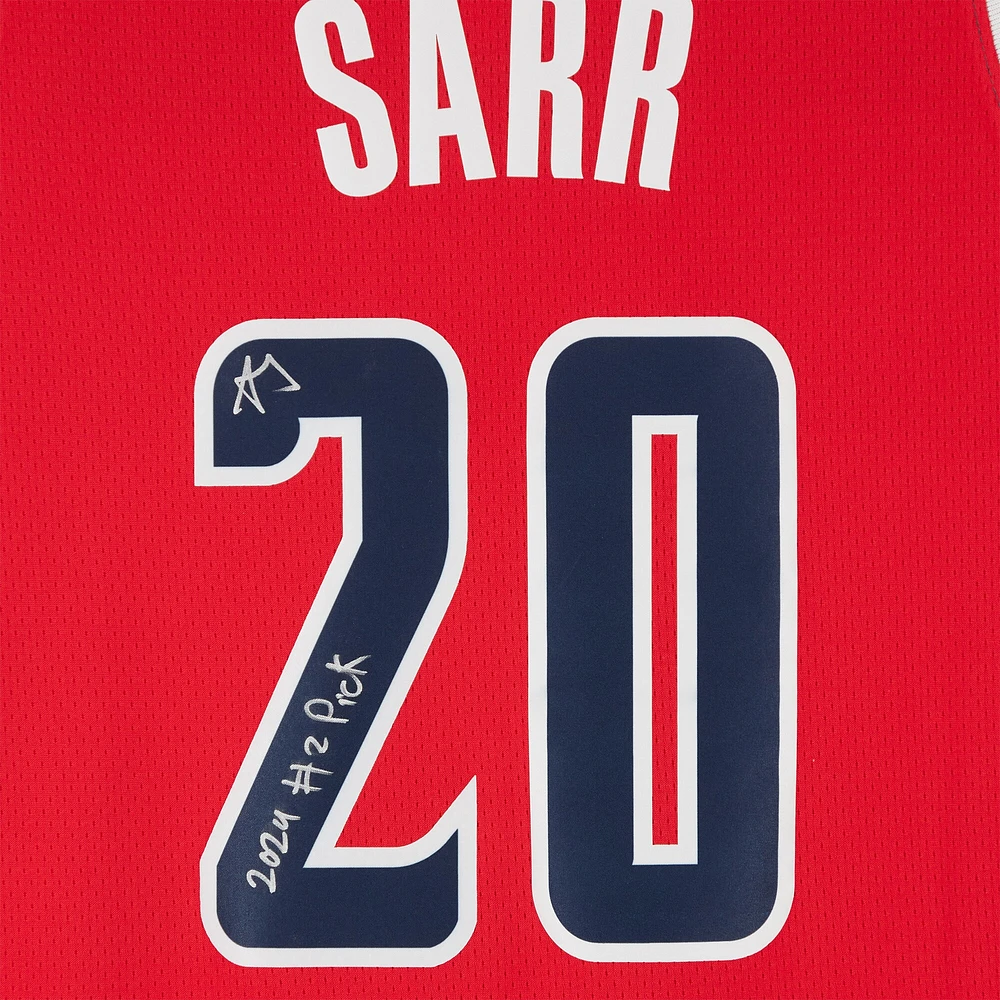 Maillot Swingman Nike Red Icon Edition autographié par Alexandre Sarr des Washington Wizards avec l'inscription « 2024 #2 Pick »