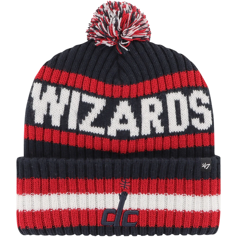 Bonnet en tricot à revers Bering '47 Navy Washington Wizards pour hommes avec pompon