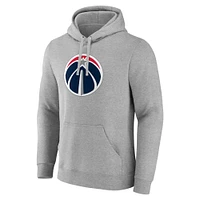 Men's Fanatics  Heather Gray Washington Wizards Primary Logo Pullover Hoodie