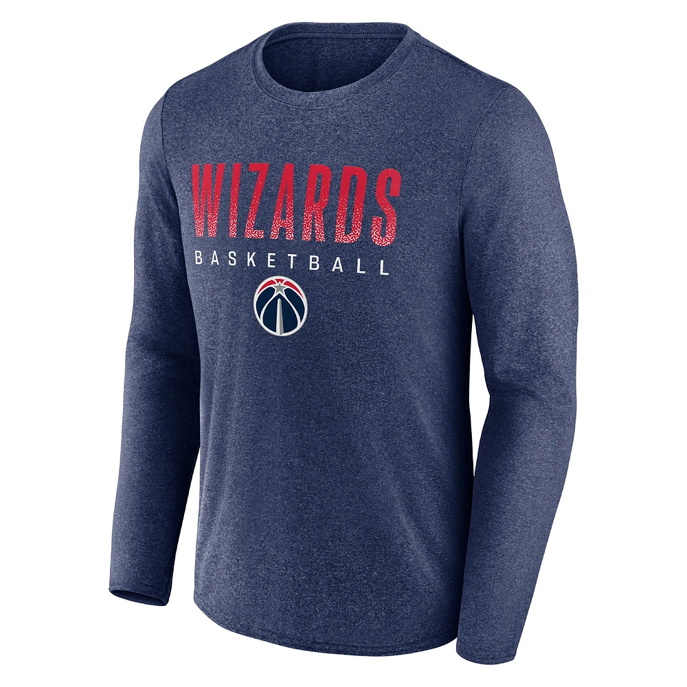 T-shirt à manches longues Fanatics Heathered Navy Washington Wizards Where Legends Play pour hommes