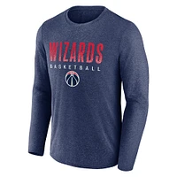 Men's Fanatics Heathered Navy Washington Wizards Where Legends Play Iconic Practice Long Sleeve T-Shirt