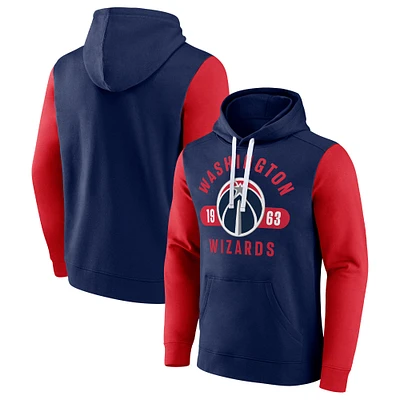 Men's Fanatics Navy/Red Washington Wizards Attack Colorblock Pullover Hoodie