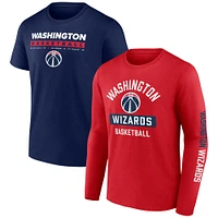 Ensemble de deux packs Just Net Fanatics pour hommes, bleu marine/rouge, Washington Wizards