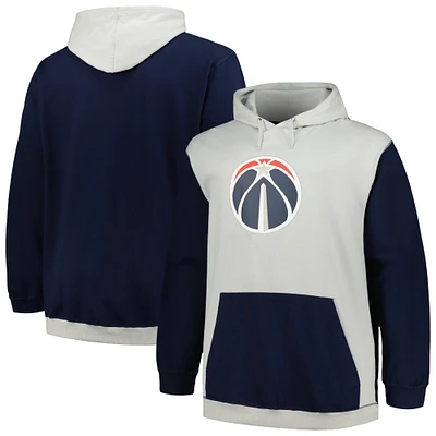 Sweat à capuche Fanatics pour hommes bleu marine/argent Washington Wizards Big & Tall Primary Arctic