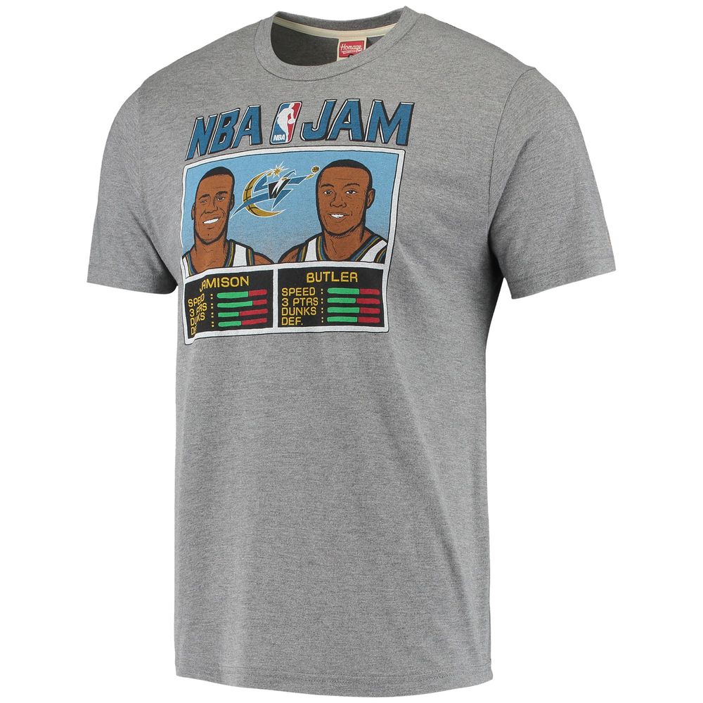 Men's Homage Antawn Jamison/Caron Butler Gray Washington Wizards NBA Jam Tri-Blend T-Shirt