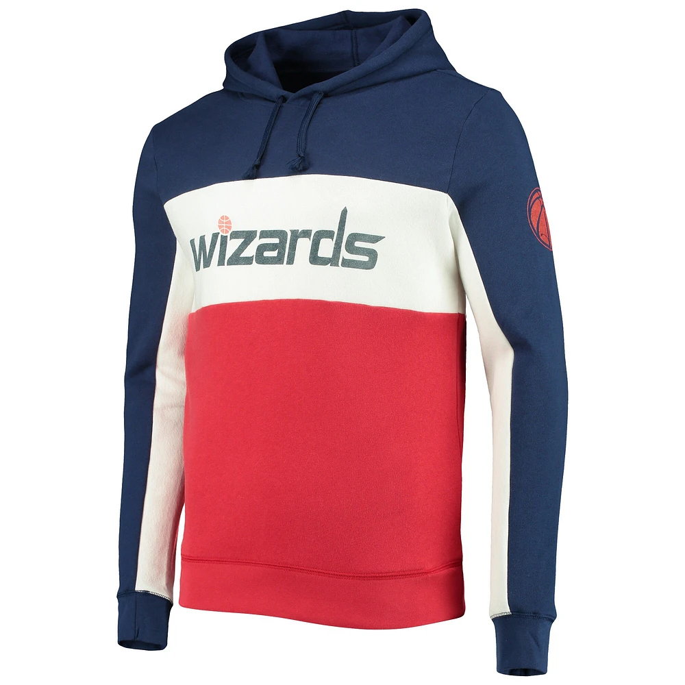 Pull à capuche en molleton blocs de couleurs pour hommes Washington Wizards Wordmark Navy/White