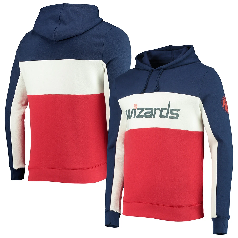 Pull à capuche en molleton blocs de couleurs pour hommes Washington Wizards Wordmark Navy/White