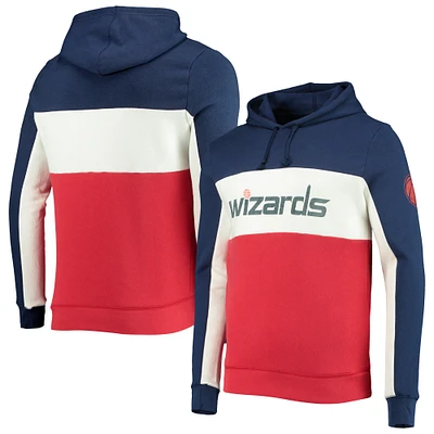 Men's Junk Food Navy/White Washington Wizards Wordmark Colorblock Fleece Pullover Hoodie