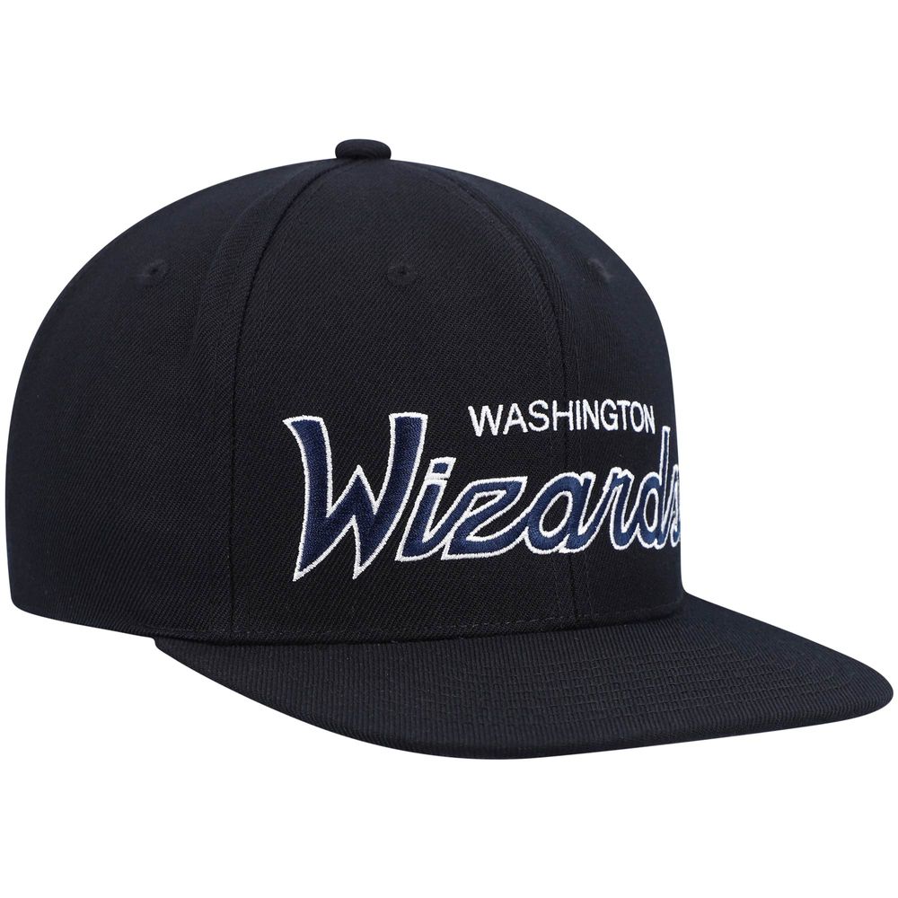 Men's Mitchell & Ness Black Washington Wizards Hardwood Classics Script 2.0 Snapback Hat