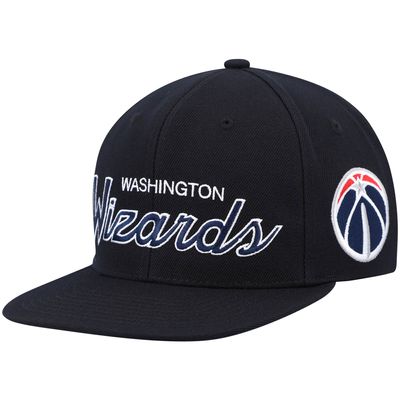 Men's Mitchell & Ness Black Washington Wizards Hardwood Classics Script 2.0 Snapback Hat