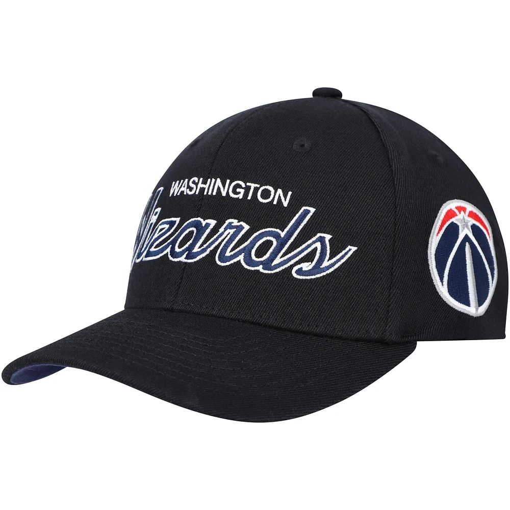 Men's Mitchell & Ness Black Washington Wizards MVP Team Script 2.0 Stretch Snapback Hat