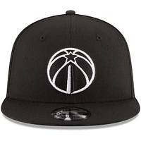 Men's New Era Black Washington Wizards Black & White Logo 9FIFTY Adjustable Snapback Hat