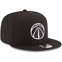 Men's New Era Black Washington Wizards Black & White Logo 9FIFTY Adjustable Snapback Hat