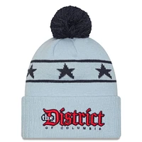 Bonnet tricoté à revers avec pompon Washington Wizards City Edition 2024/25 bleu clair New Era pour homme