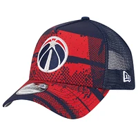 Men's New Era Navy/Red Washington Wizards Tip Off A-Frame Trucker 9FORTY Adjustable Hat