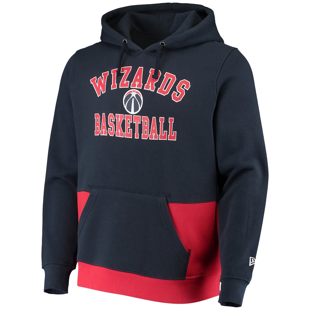 Men's New Era Navy Washington Wizards Colorblock Pullover Hoodie