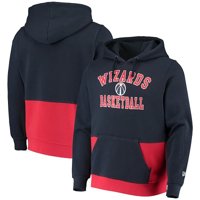 Men's New Era Navy Washington Wizards Colorblock Pullover Hoodie