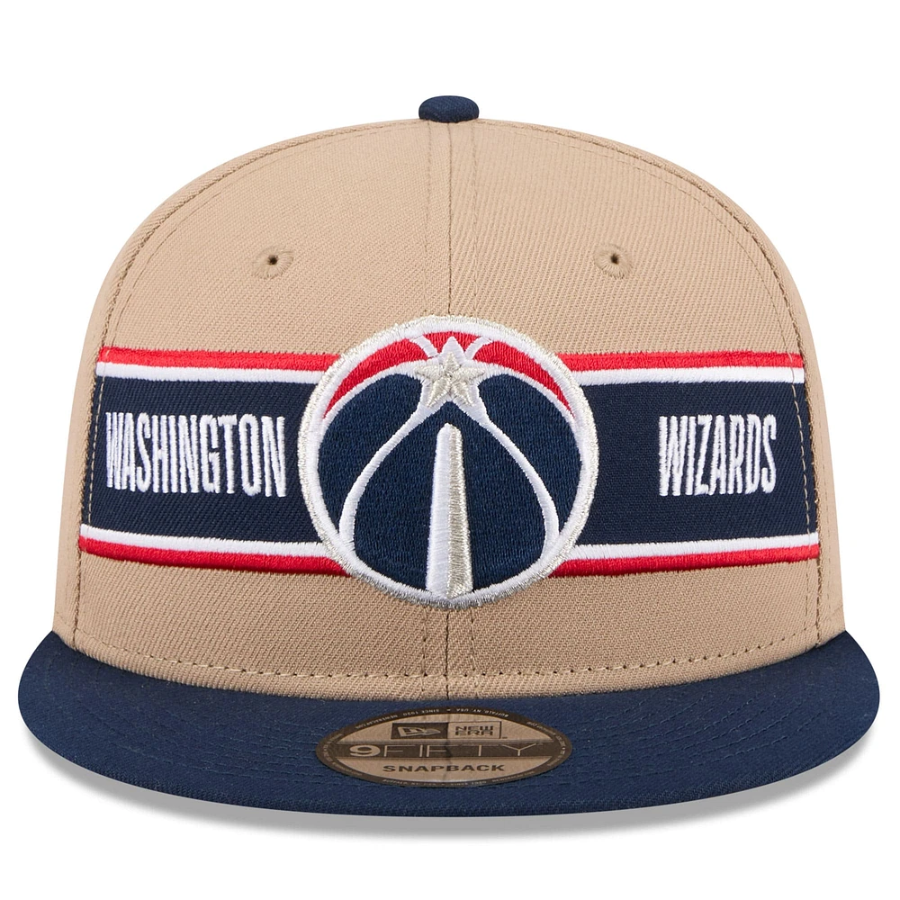 Casquette Snapback Washington Wizards 2024 NBA Draft 9FIFTY New Era beige/bleu marine pour homme