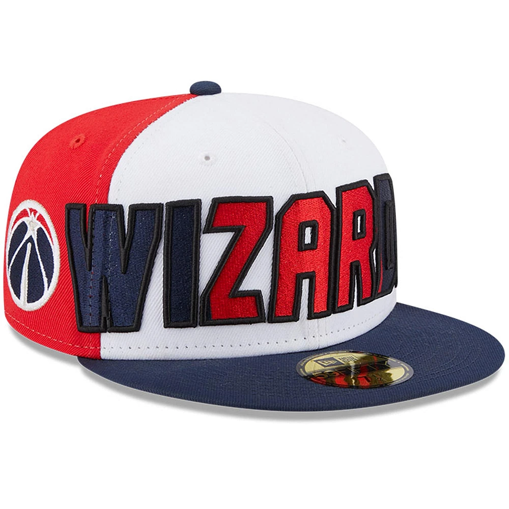 Men's New Era  White/Navy Washington Wizards Back Half 9FIFTY Fitted Hat