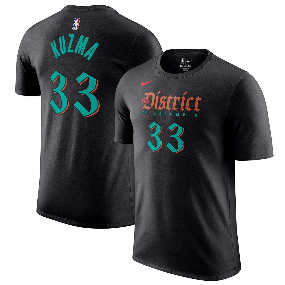 T-shirt avec nom et numéro Nike Kyle Kuzma pour homme, noir, Washington Wizards 2023/24 City Edition