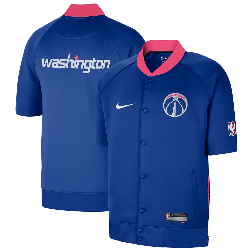 Veste Homme Nike Washington Wizards 2022/23 City Edition Showtime Raglan Manches Courtes Full-Snap - Bleu Marine