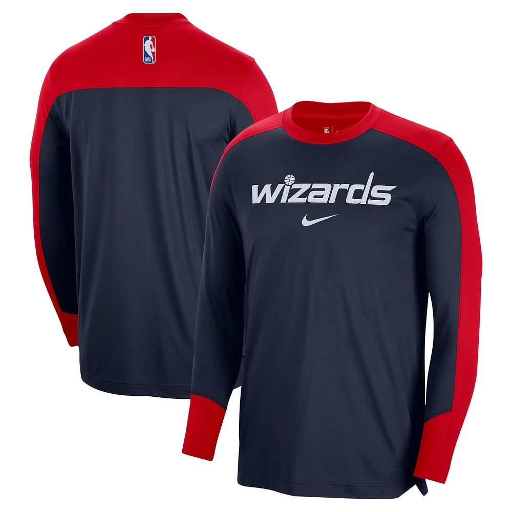 Men's Nike Navy Washington Wizards 2024/25 Authentic Pre-Game Legend Long Sleeve Shooting Shirt