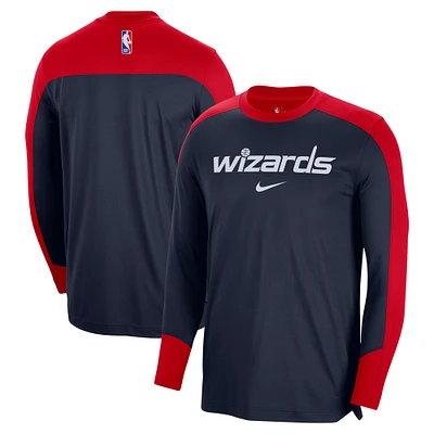 Maillot de tir à manches longues Nike Washington Wizards Authentic Pre-Game Legend pour homme, bleu marine, 2024/25