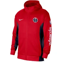 Sweat à capuche entièrement zippé Nike rouge Washington Wizards 2023/24 Authentic Showtime Performance pour homme