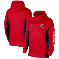 Sweat à capuche entièrement zippé Nike rouge Washington Wizards 2023/24 Authentic Showtime Performance pour homme