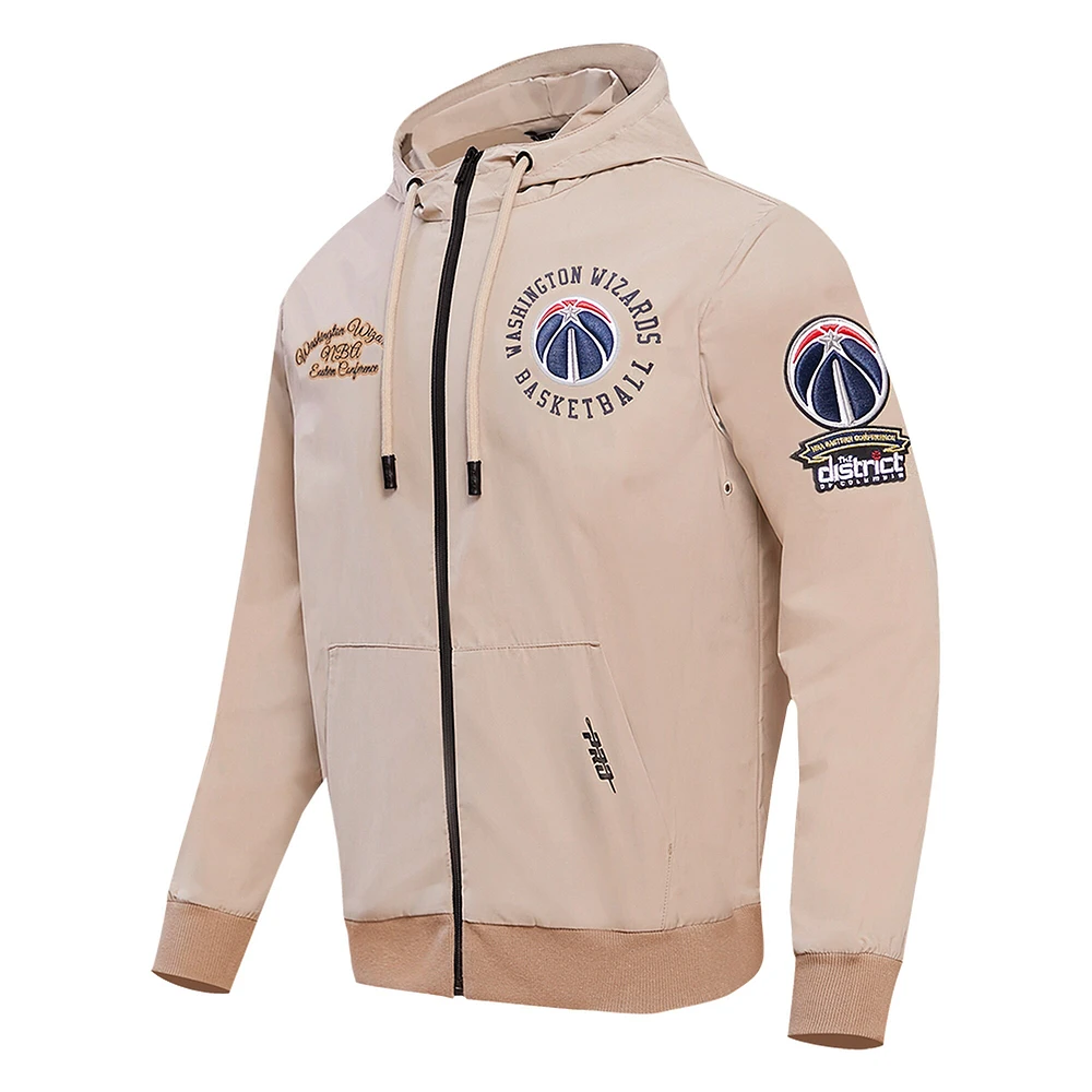 Sweat à capuche hybride entièrement zippé Pro Standard pour hommes, kaki, Washington Wizards