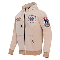 Sweat à capuche hybride entièrement zippé Pro Standard pour hommes, kaki, Washington Wizards