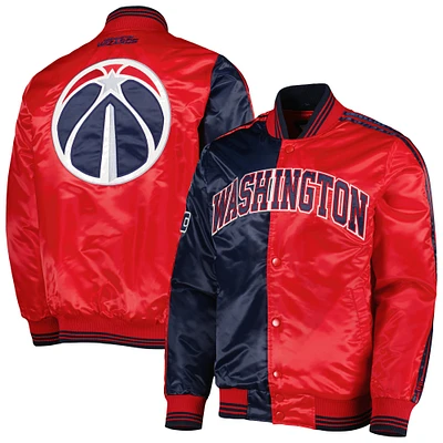 Veste à boutons-pression en satin Fast Break Washington Wizards Starter bleu marine/rouge pour homme