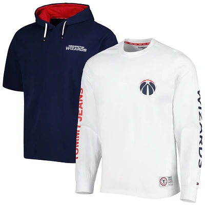 Tommy Jeans pour homme - Ensemble 2 en 1 t-shirt et sweat à capuche Washington Wizards Matthew bleu marine/blanc
