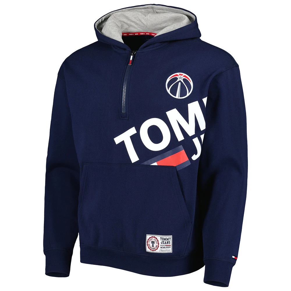 Sweat à capuche demi-fermeture éclair Bernard Washington Wizards de Tommy Jeans pour homme, bleu marine