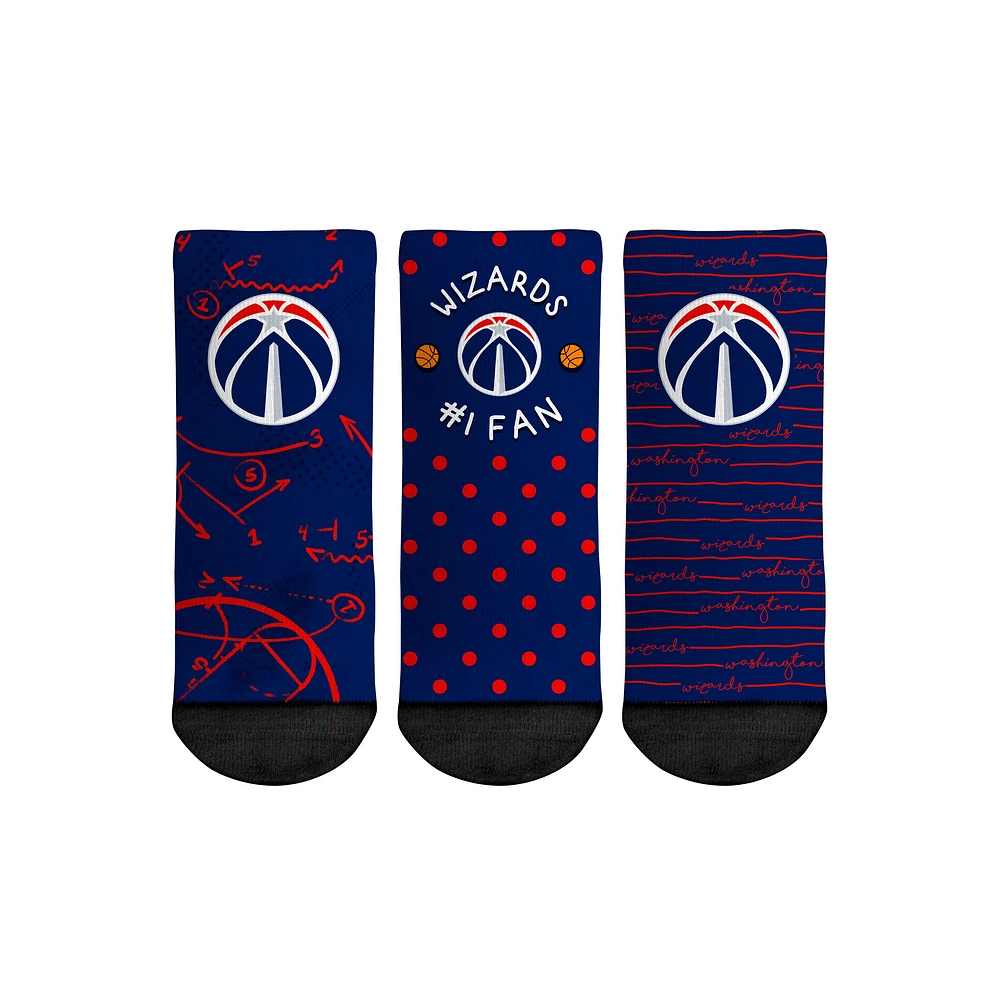 Chaussettes Rock Em pour tout-petit Washington Wizards #1 Fan Lot de 3 paires de chaussettes