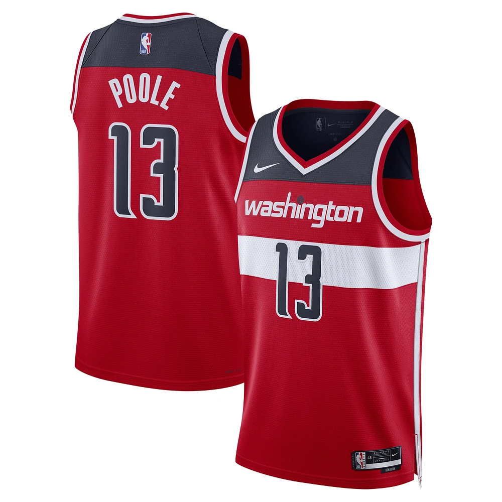 Unisex Nike Jordan Poole Red Washington Wizards Swingman Jersey - Icon Edition