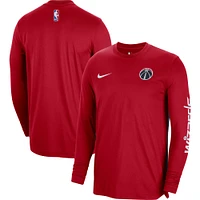 Maillot de tir authentique à manches longues d'avant-match unisexe Nike rouge Washington Wizards 2023/24