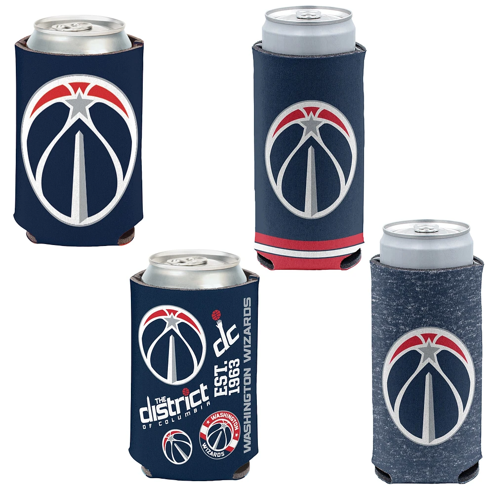 WinCraft Washington Wizards, paquet de 4, 12 oz. Ensemble refroidisseur de canettes et de canettes minces