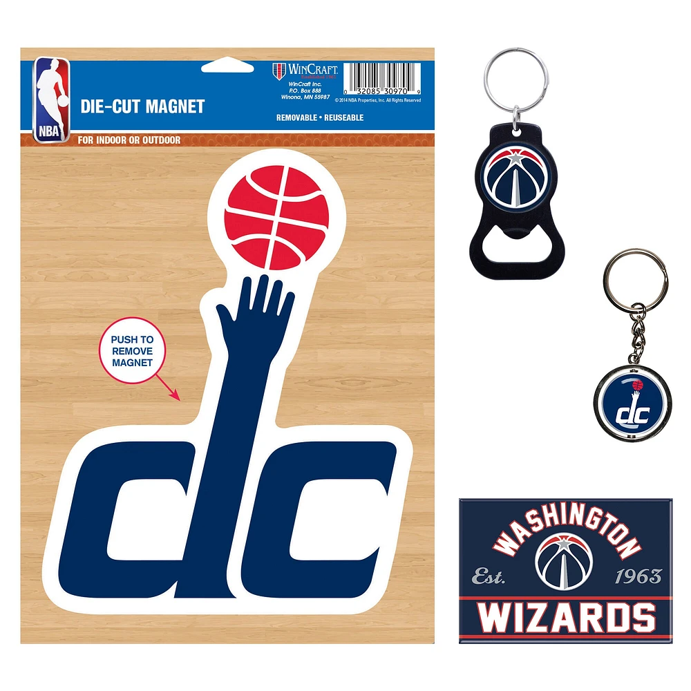 Lot de 4 porte-clés et aimants WinCraft Washington Wizards