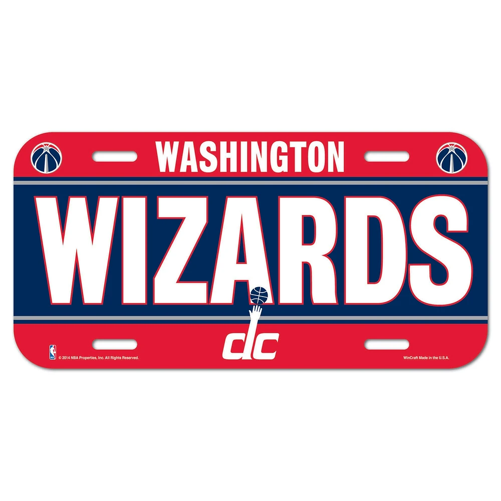 Plaque d'immatriculation en plastique WinCraft Washington Wizards Team Logo